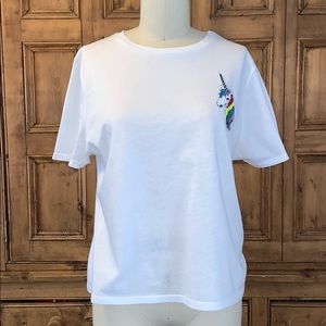 White Tee with sequin unicorn head